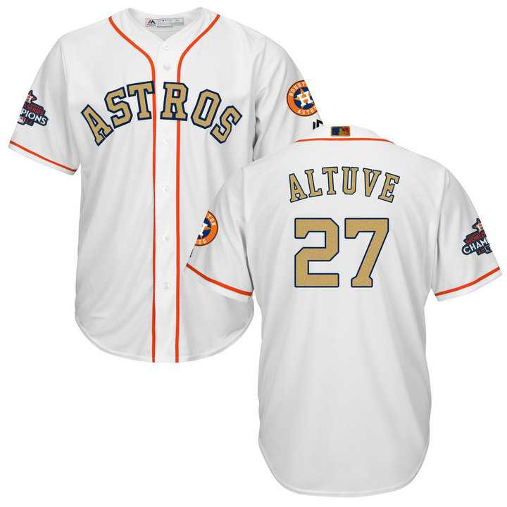 Men's Houston Astros #27 Jose Altuve White 2018 Gold Program Cool Base Stitched Baseball Jersey