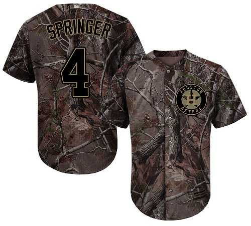 Men's Houston Astros #4 George Springer Camo Realtree Collection Cool Base Stitched MLB