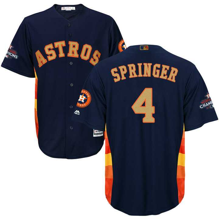 Men's Houston Astros #4 George Springer Navy 2018 Gold Program Cool Base Stitched Baseball Jersey