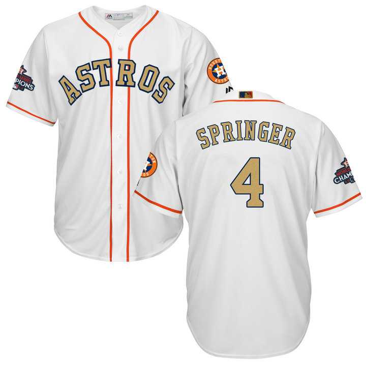 Men's Houston Astros #4 George Springer White 2018 Gold Program Cool Base Stitched Baseball Jersey