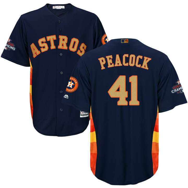 Men's Houston Astros #41 Brad Peacock Navy 2018 Gold Program Cool Base Stitched Baseball Jersey
