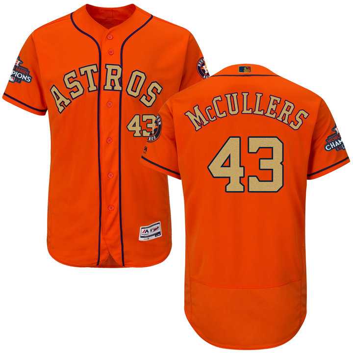 Men's Houston Astros #43 Lance McCullers Orange FlexBase Authentic 2018 Gold Program Stitched Baseball Jersey