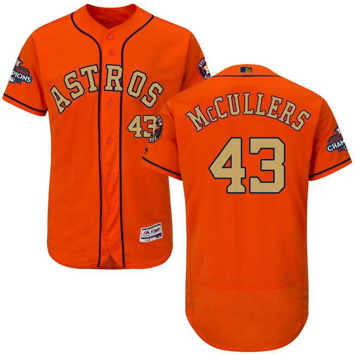 Men's Houston Astros #43 Lance McCullers Orange FlexBase Authentic 2018 Gold Program Stitched Baseball Jersey Men's Houston Astros #43 Lance McCullers Orange FlexBase Authentic 2018 Gold Program Stitched Baseball Jersey
