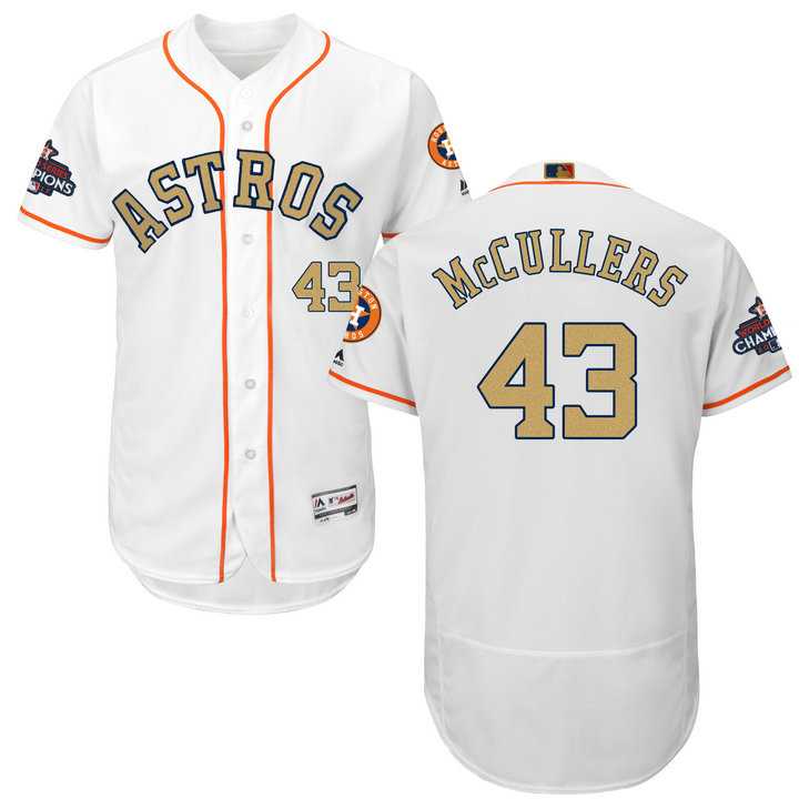 Men's Houston Astros #43 Lance McCullers White FlexBase Authentic 2018 Gold Program Stitched Baseball Jersey
