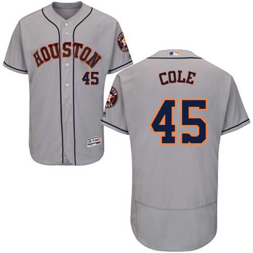 Men's Houston Astros #45 Gerrit Cole Grey Flexbase Authentic Collection Stitched MLB