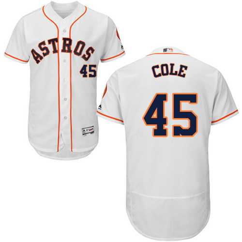 Men's Houston Astros #45 Gerrit Cole White Flexbase Authentic Collection Stitched MLB