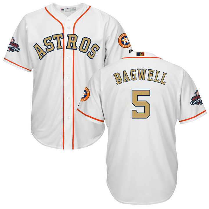 Men's Houston Astros #5 Jeff Bagwell White 2018 Gold Program Cool Base Stitched Baseball Jersey
