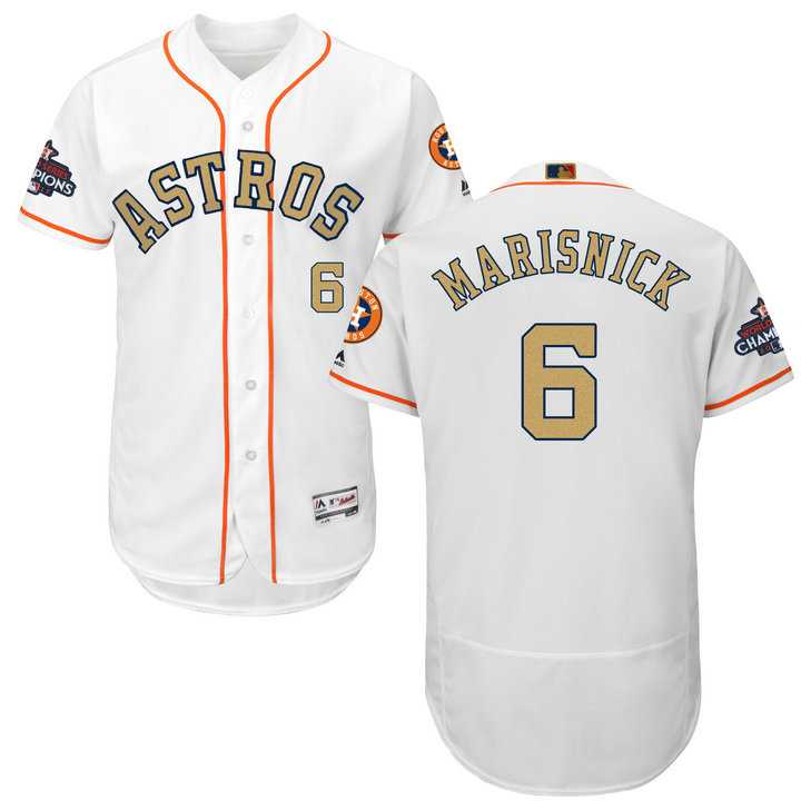 Men's Houston Astros #6 Jake Marisnick White FlexBase Authentic 2018 Gold Program Stitched Baseball Jersey