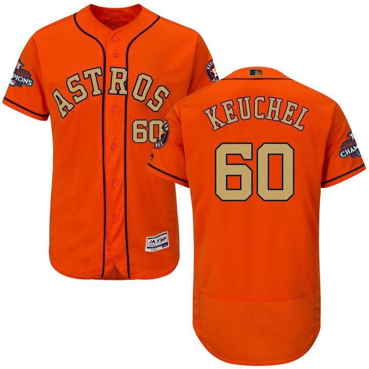 Men's Houston Astros #60 Dallas Keuchel Orange FlexBase Authentic 2018 Gold Program Stitched Baseball Jersey