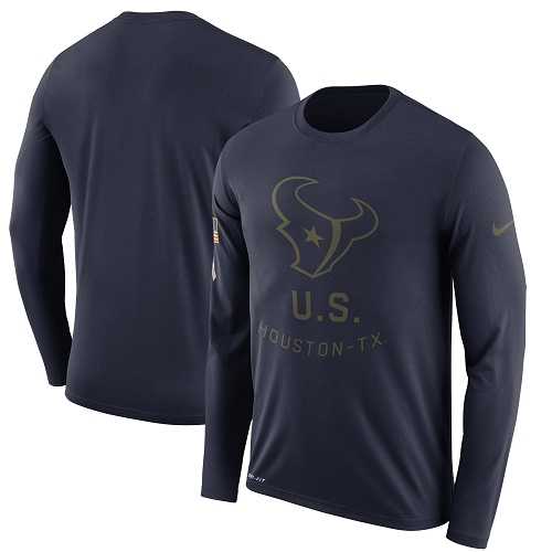 Men's Houston Texans Nike Navy Salute to Service Sideline Legend Performance Long Sleeve T-Shirt