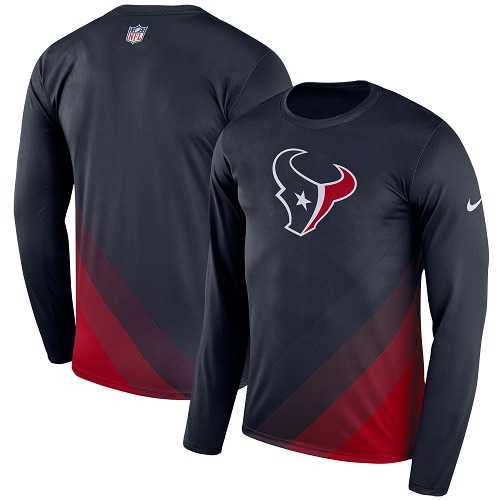 Men's Houston Texans Nike Navy Sideline Legend Prism Performance Long Sleeve T-Shirt