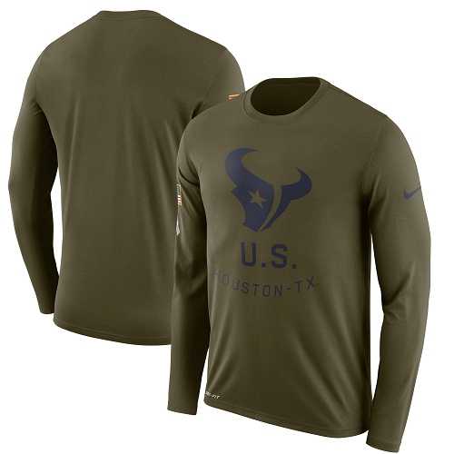 Men's Houston Texans Nike Olive Salute to Service Sideline Legend Performance Long Sleeve T-Shirt
