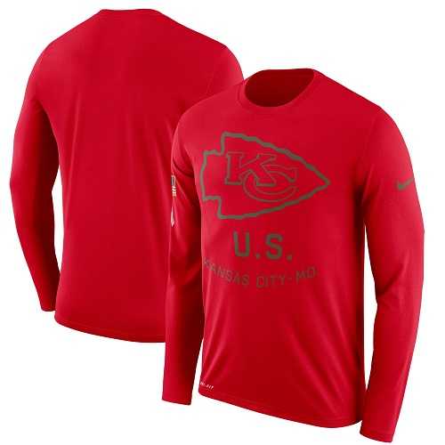 Men's Kansas City Chiefs Nike Red Salute to Service Sideline Legend Performance Long Sleeve T-Shirt