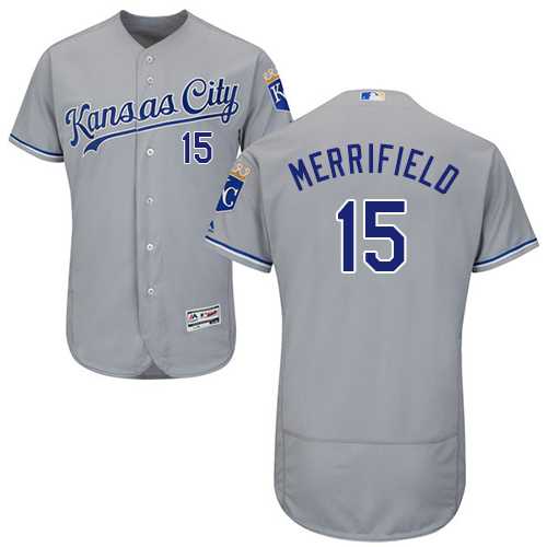 Men's Kansas City Royals #15 Whit Merrifield Grey Flexbase Authentic Collection Stitched MLB Jersey