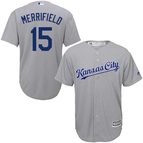 Men's Kansas City Royals #15 Whit Merrifield Grey New Cool Base Stitched MLB Jersey