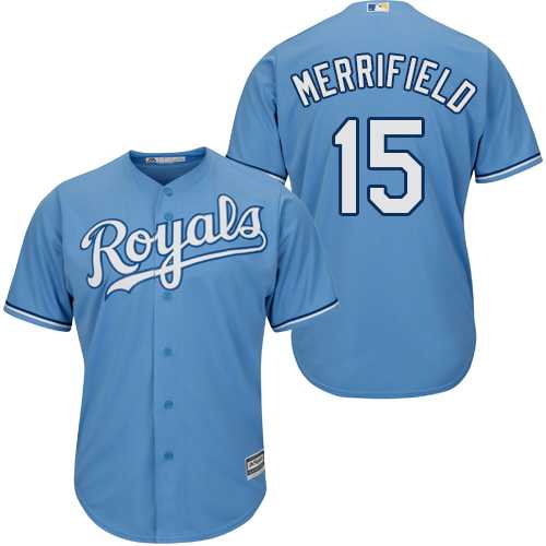 Men's Kansas City Royals #15 Whit Merrifield Light Blue New Cool Base Alternate 1 Stitched MLB Jersey