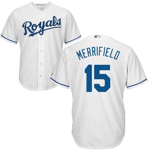 Men's Kansas City Royals #15 Whit Merrifield White New Cool Base Stitched MLB Jersey Men's Kansas City Royals #15 Whit Merrifield White New Cool Base Stitched MLB Jersey