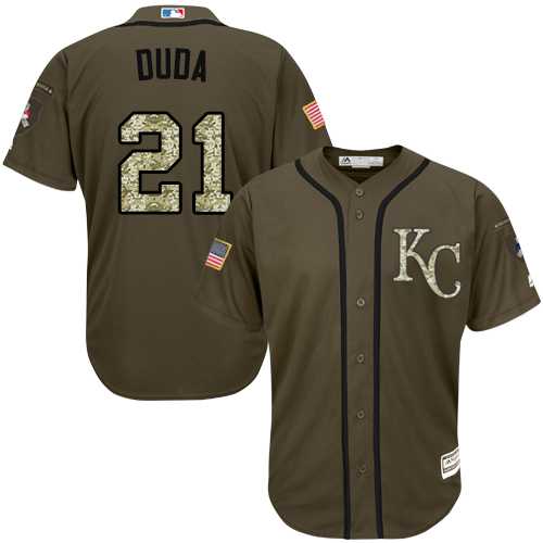 Men's Kansas City Royals #21 Lucas Duda Green Salute to Service Stitched MLB