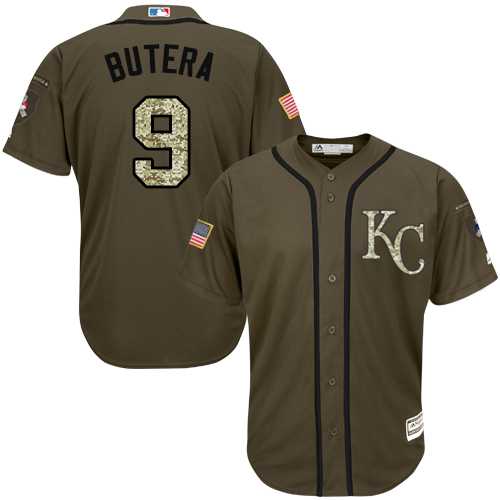Men's Kansas City Royals #9 Drew Butera Green Salute to Service Stitched MLB Jersey