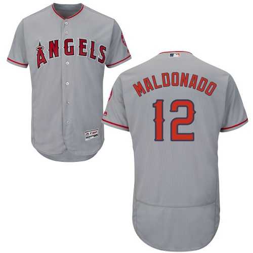 Men's Los Angeles Angels Of Anaheim #12 Martin Maldonado Grey Flexbase Authentic Collection Stitched MLB