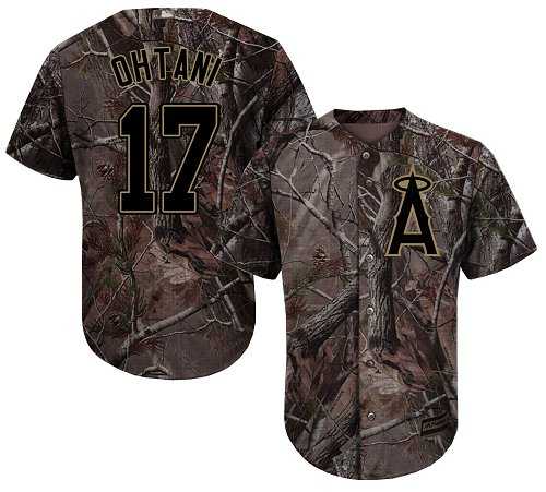 Men's Los Angeles Angels Of Anaheim #17 Shohei Ohtani Camo Realtree Collection Cool Base Stitched MLB