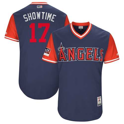 Men's Los Angeles Angels Of Anaheim #17 Shohei Ohtani Navy Showtime Players Weekend Authentic Stitched MLB