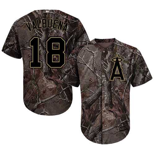 Men's Los Angeles Angels Of Anaheim #18 Luis Valbuena Camo Realtree Collection Cool Base Stitched MLB Jersey