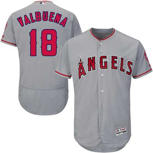 Men's Los Angeles Angels Of Anaheim #18 Luis Valbuena Grey Flexbase Authentic Collection Stitched MLB Jersey
