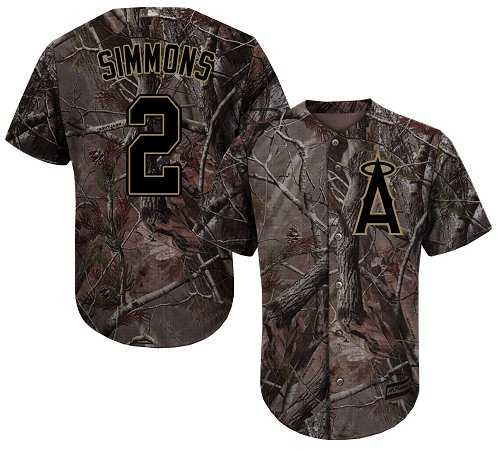 Men's Los Angeles Angels Of Anaheim #2 Andrelton Simmons Camo Realtree Collection Cool Base Stitched MLB