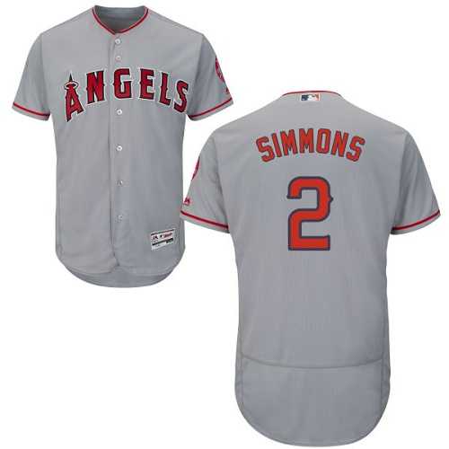 Men's Los Angeles Angels Of Anaheim #2 Andrelton Simmons Grey Flexbase Authentic Collection Stitched MLB