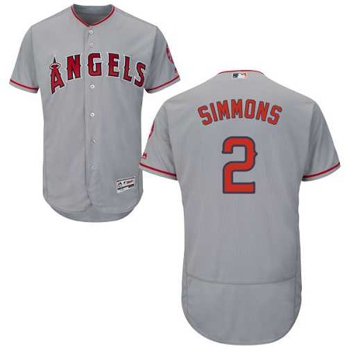 Men's Los Angeles Angels Of Anaheim #2 Andrelton Simmons Grey Flexbase Authentic Collection Stitched MLB Men's Los Angeles Angels Of Anaheim #2 Andrelton Simmons Grey Flexbase Authentic Collection Stitched MLB