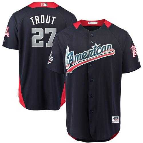 Men's Los Angeles Angels Of Anaheim #27 Mike Trout Navy Blue 2018 All-Star American League Stitched MLB Jersey
