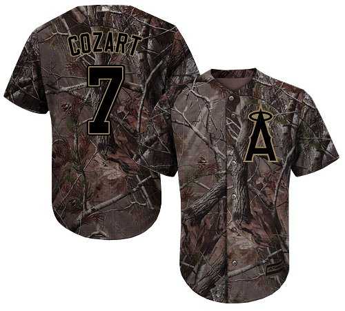 Men's Los Angeles Angels Of Anaheim #7 Zack Cozart Camo Realtree Collection Cool Base Stitched MLB