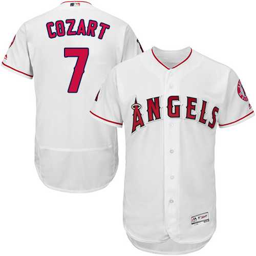 Men's Los Angeles Angels Of Anaheim #7 Zack Cozart White Flexbase Authentic Collection Stitched MLB