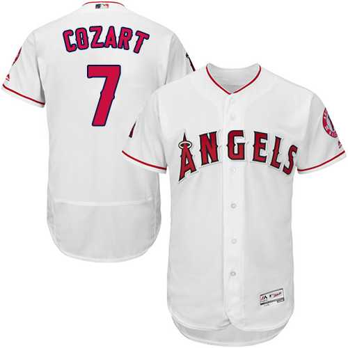 Men's Los Angeles Angels Of Anaheim #7 Zack Cozart White Flexbase Authentic Collection Stitched MLB Men's Los Angeles Angels Of Anaheim #7 Zack Cozart White Flexbase Authentic Collection Stitched MLB