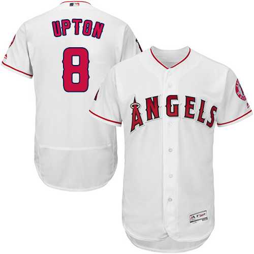 Men's Los Angeles Angels Of Anaheim #8 Justin Upton White Flexbase Authentic Collection Stitched Baseball Jersey