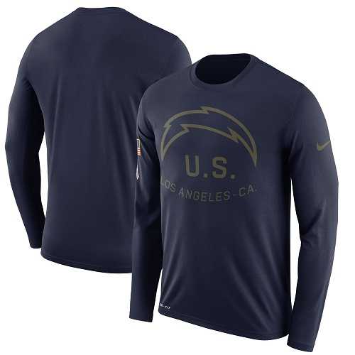 Men's Los Angeles Chargers Nike Navy Salute to Service Sideline Legend Performance Long Sleeve T-Shirt