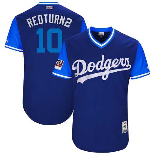Men's Los Angeles Dodgers #10 Justin Turner Royal Redturn2 Players Weekend Authentic Stitched MLB