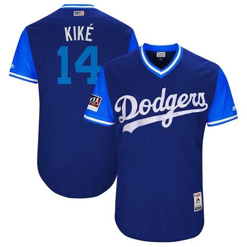Men's Los Angeles Dodgers #14 Enrique Hernandez Royal Kike Players Weekend Authentic Stitched MLB