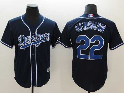 Men's Los Angeles Dodgers #22 Clayton Kershaw Navy Blue New Cool Base Stitched Baseball Jersey