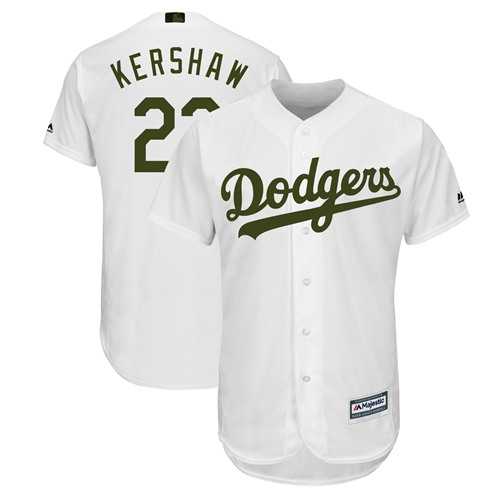 Men's Los Angeles Dodgers #22 Clayton Kershaw White New Cool Base 2018 Memorial Day Stitched MLB Jersey