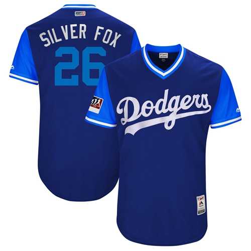 Men's Los Angeles Dodgers #26 Chase Utley Royal Silver Fox Players Weekend Authentic Stitched MLB