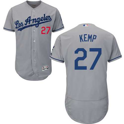 Men's Los Angeles Dodgers #27 Matt Kemp Grey Flexbase Authentic Collection Stitched MLB