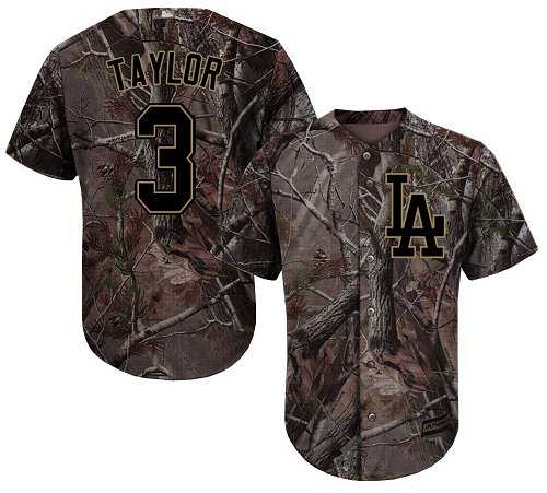 Men's Los Angeles Dodgers #3 Chris Taylor Camo Realtree Collection Cool Base Stitched MLB