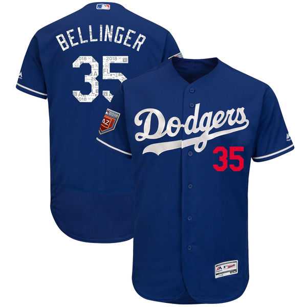 Men's Los Angeles Dodgers #35 Cody Bellinger Majestic Royal 2018 Spring Training Flex Base Player Jersey