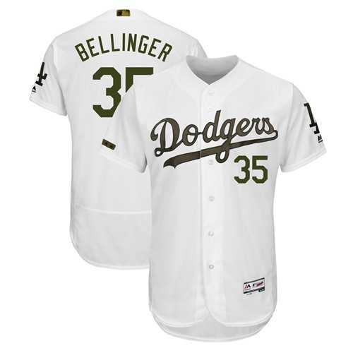 Men's Los Angeles Dodgers #35 Cody Bellinger White Flexbase Authentic Collection 2018 Memorial Day Stitched MLB Jersey