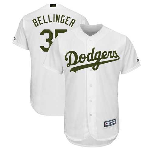 Men's Los Angeles Dodgers #35 Cody Bellinger White New Cool Base 2018 Memorial Day Stitched MLB Jersey