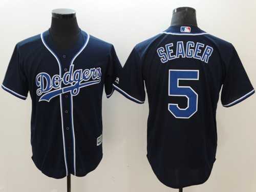 Men's Los Angeles Dodgers #5 Corey Seager Navy Blue New Cool Base Stitched Baseball Jersey