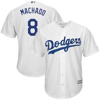Men's Los Angeles Dodgers #8 Manny Machado White Home Cool Base Stitched MLB Jersey