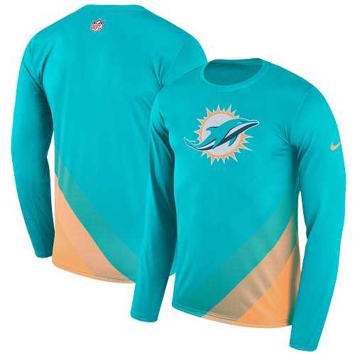 Men's Miami Dolphins Nike Aqua Sideline Legend Prism Performance Long Sleeve T-Shirt
